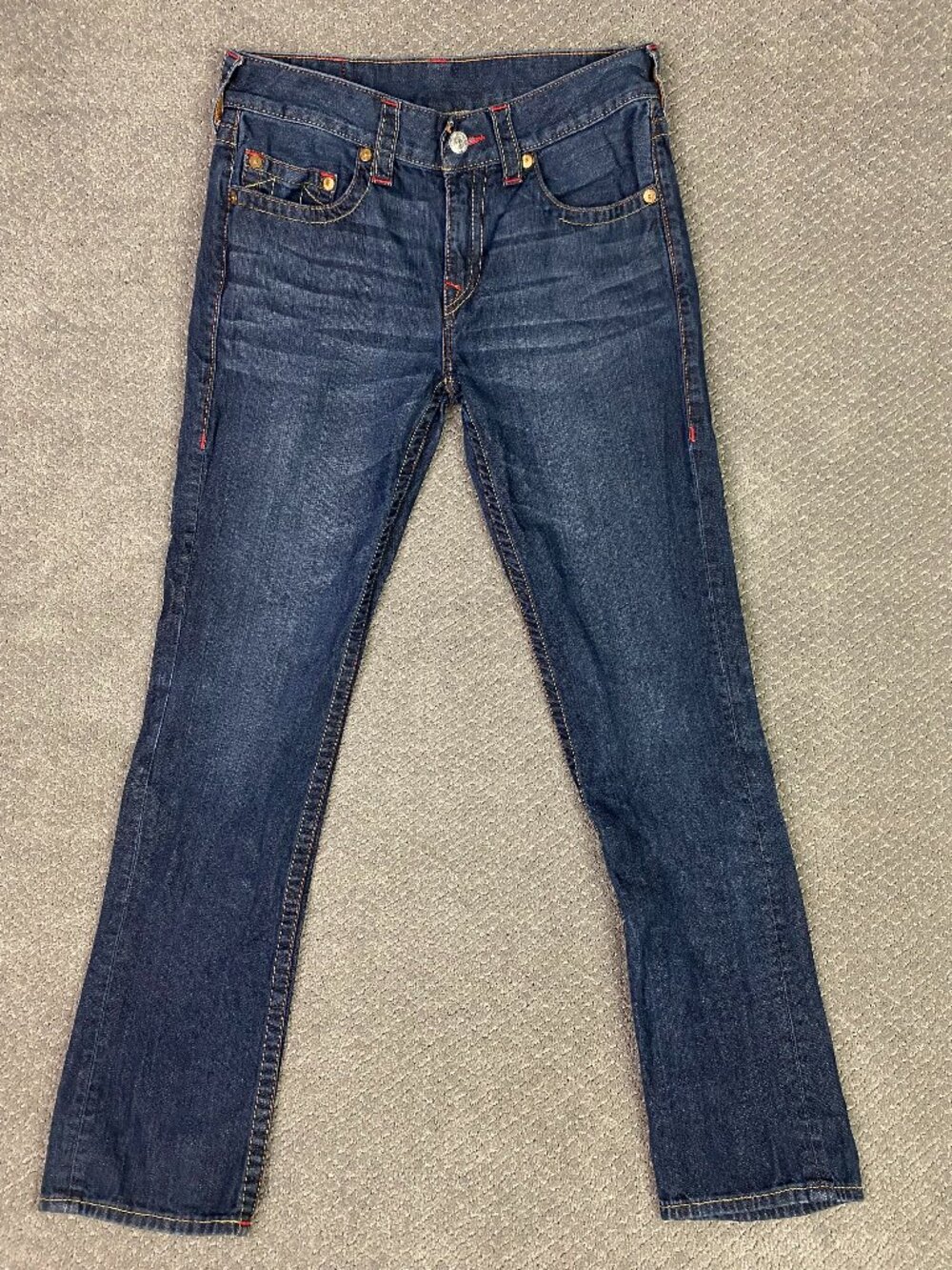 True Religion Rocco Relaxed Skinny Jeans Mens 32x33 Blue Cotton No Flap
